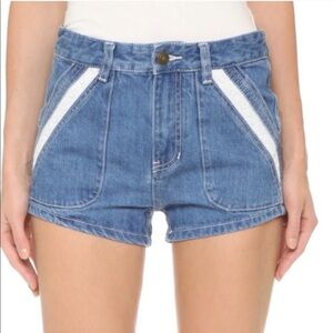 Free People denim shorts with white lace
